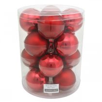 Article Boule de sapin de Noël, décorations d'arbre, boule de Noël rouge H8.5cm Ø7.5cm verre véritable 12pcs