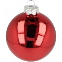 Article Boule de sapin de Noël, décorations d'arbre, boule de Noël rouge H8.5cm Ø7.5cm verre véritable 12pcs