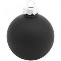 Article Mini boule de sapin de Noël, mélange décoration sapin, boules de Noël noires H4,5cm Ø4cm verre véritable 24 pcs