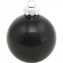 Article Mini boules de sapin de Noël, mélange de décorations pour sapin, boules de Noël noires H4.5cm Ø4cm en verre véritable 24pcs
