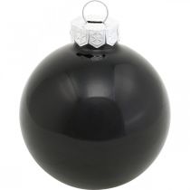 Article Mini boule de sapin de Noël, mélange décoration sapin, boules de Noël noires H4,5cm Ø4cm verre véritable 24 pcs