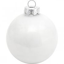 Boule à neige, pendentif arbre, décorations d&#39;arbre de Noël, décoration d&#39;hiver blanc H6.5cm Ø6cm verre véritable 24pcs
