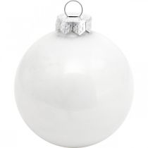 Article Boule à neige, pendentif sapin, décoration sapin de Noël, décoration hivernale blanc H6,5cm Ø6cm verre véritable 24 pcs