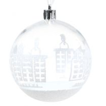 Boule de Noël en plastique blanc transparent Ø 8 cm 2 p.