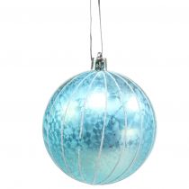 Boule de Noël en plastique bleu-turquoise Ø 8 cm 2 p.
