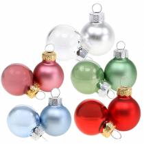Article Mini boules de Noël mates/brillantes assorties Ø2,5cm 24 pcs différentes couleurs