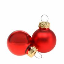 Article Mini boules de Noël rouges assorties Ø2,5cm 24 pcs