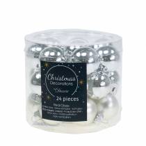 Article Mini boules de Noël argentées assorties Ø2,5cm 22 pcs