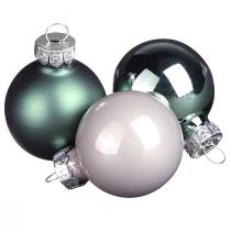 Article Boules de Noël boules d&#39;arbre en verre vert gris 4cm 24 pcs