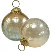 Boules de Noël en verre Boules de sapin de Noël clair, marron Ø8cm 4pcs
