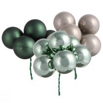 Article Boules de Noël sur fil en verre vert gris Ø40mm 32 pcs