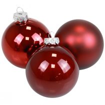 Boules de Noël boules de sapin de Noël en verre Bordeaux Ø7,5cm 14 pièces