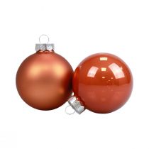 Boules de Noël en verre Boules de sapin de Noël brun rougeâtre Ø6,5cm 24p
