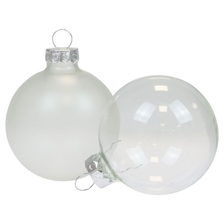 Boules de Noël en verre transparent opaque Boules de sapin de Noël Ø6cm 6pcs