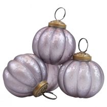 Boules de Noël en verre violet Boules de sapin de Noël vintage Ø6cm 4pcs