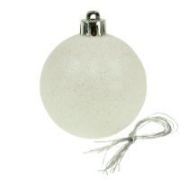 Boules de Noël plastique blanc-nacre Ø6cm 10p