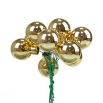 Article Boules de Noël sur fil de verre miroir baies doré 2,5cm 140 pcs