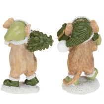 Article Décoration de Noël souris vert marron H8cm 2 pcs