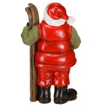 Article Figurine décorative du Père Noël avec ski peinte 14 × 10,5 × 24,5 cm