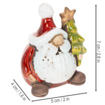 Article Figurine de Père Noël avec décoration de sapin de Noël, 7 cm, lot de 2