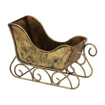 Traîneau de Noël traîneau décoratif en métal doré 30×12×20cm