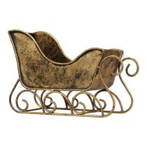 Traîneau de Noël traîneau décoratif en métal doré 30×12×20cm