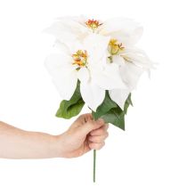 Article Kunstblume poinsettia blanc grande fleur 40 cm