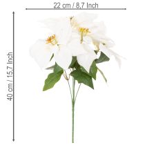 Article Kunstblume poinsettia blanc grande fleur 40 cm