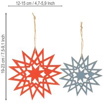 Article Étoile de Noël décorative en bois à suspendre Ø12/15cm 8 pièces