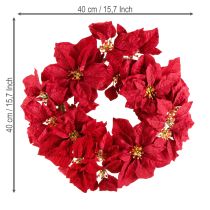 Article Couronne de poinsettias, fleurs artificielles, Noël, Ø40cm