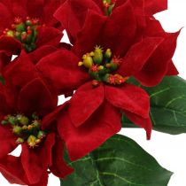 Article Décoration de fleurs de poinsettia artificielles en soie rouge, 6 pièces en bouquet