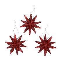 Article Décorations de Noël Poinsettias rouge pailleté Ø7cm 6pcs