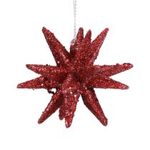 Décorations de Noël Poinsettias rouge pailleté Ø7cm 6pcs