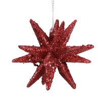 Article Décorations de Noël Poinsettias rouge pailleté Ø7cm 6pcs