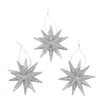 Article Poinsettias décorations de Noël argent pailleté Ø7cm 6pcs