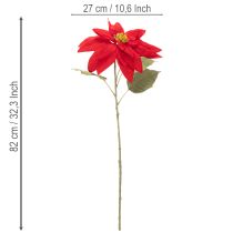 Article Fleur artificielle Poinsettia rouge sur tige 82 cm
