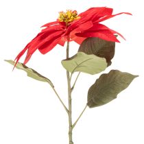 Article Fleur artificielle Poinsettia rouge sur tige 82 cm