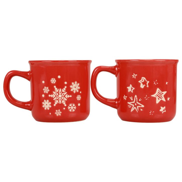 Tasses de Noël tasse tasse en céramique rouge H9cm 2pcs