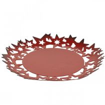 Article Assiette de Noël assiette décorative en métal avec étoiles rouge Ø34cm