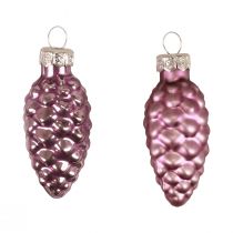 Cône de Noël en verre Cône de verre violet Noël 6.5cm 10p