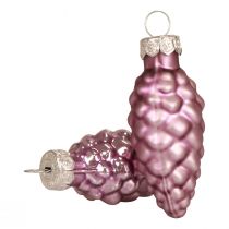 Cône de Noël en verre Cône de verre violet Noël 6.5cm 10p
