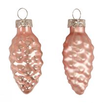Cône de Noël en verre Cône en verre rose Noël 6.5cm 10p