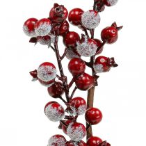 Branches de Noël, décoration d&#39;hiver, branche d&#39;églantier enneigée L29cm