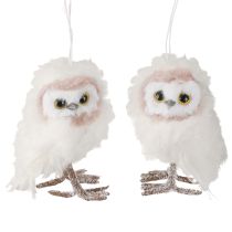 Article Décoration de hibou blanc à suspendre poussins de hibou blanc 12 cm 2 pièces