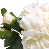 Article Roses blanches rose artificielle grande avec trois boutons 57cm