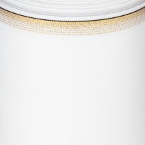 Article Ruban moiré blanc pour couronne, bordé de perles dorées, 175 mm - Ruban élégant pour la décoration et l'art floral