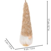 Article Ensemble de 6 figurines lutins en bois et textile avec barbe à suspendre 17 cm