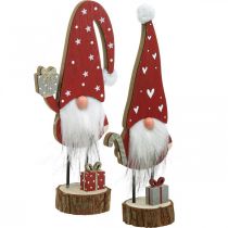 Décoration de nain en bois Nain de Noël H26/30cm 2pcs