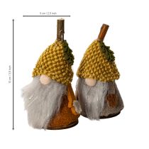 Article Set de 6 figurines lutins avec bonnet tricoté, 10 cm, tons d’automne, intérieur