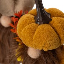 Article Figurines de citrouille lutins d'automne avec tournesol en tissu 16 cm lot de 2